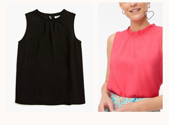 J. Crew Tops - NEW J.Crew Sleeveless Ruffle Neck Top Womens Large Black Pleated Blouse Shell
